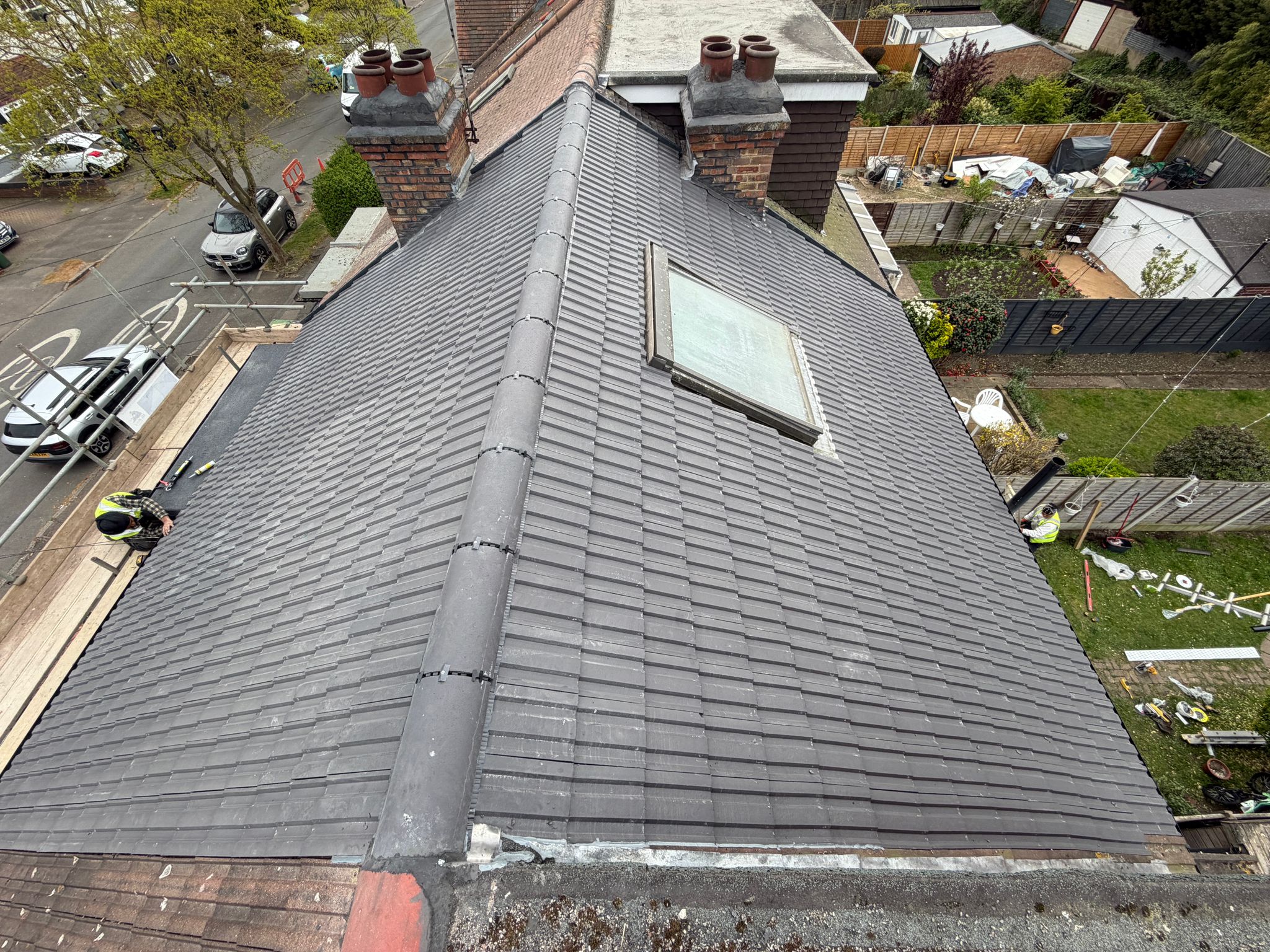 New dark grey tile roof