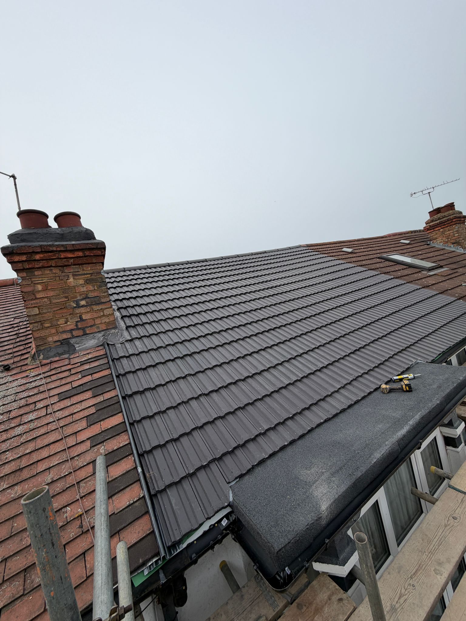 Finished flat roof extension